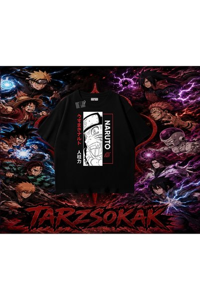 Tarzsokak Naruto Uzumaki Premium Anime Oversize Unisex T-Shirt White