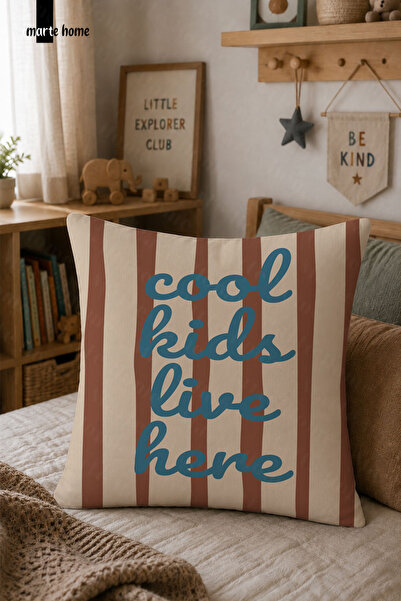 Marte Home أطفال رائعون يعيشون هنا - غطاء ملون مطبوع للأطفال مقاس 43x43 سم