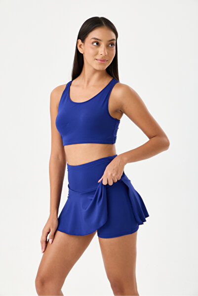 norvell Women's Saks Bustier Shorts Skirted Strap Swimsuit Set Lycra