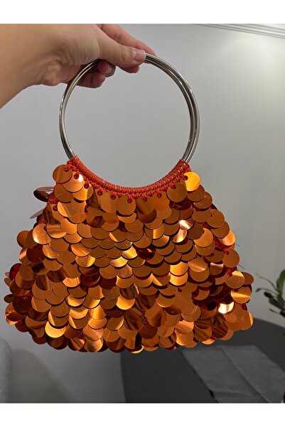 BAGS Turuncu Pullu Abiye Çanta