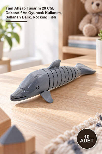 Yenilig 10 Pieces Wooden Swinging Fish – Full Wooden Design 20 Cm, Decorative...