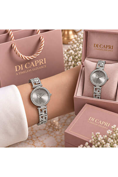 Generic Brand ساعة DI CAPRI النسائية الفضية الفاخرة LOOSTER TIME