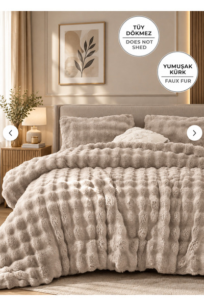 ROYA HOME PERDE ÇİFT KİŞİLİK TAVŞAN TÜYÜ YATAK ÖRTÜSÜ WELLSOFT YUMUŞAK SOFT Y...