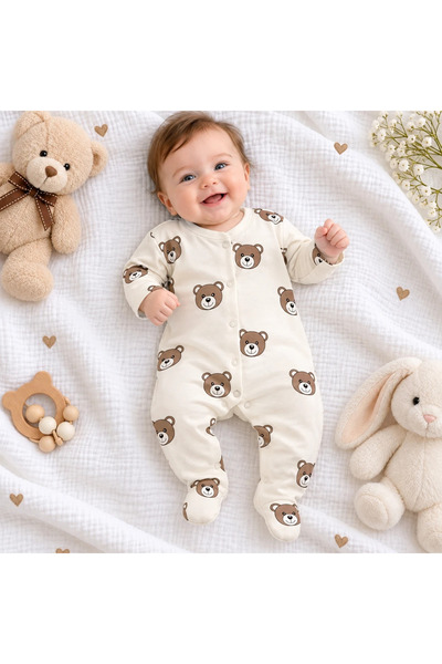 BEBELON BEAR BASKILI PATİKLİ BEBEK TULUM