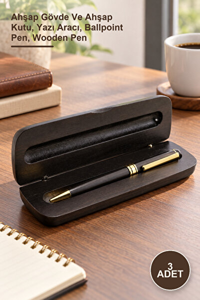 Yenilig 3 Pieces of Ballpoint Pens in Wooden Box – Wooden Body and Wooden Box...