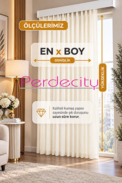 PERDECITY EKRU SATEN GÜNEŞLİK (TÜL PERDE VE FON ALTINA) HER KOMBİNE YAKIŞIR ! TÜM ODALARA ŞIKLIK KATAR
