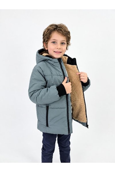 Merdia Kids Parçalı Model İçi Kürklü Su ve Rüzgar Geçirmez Erkek Çocuk Mont