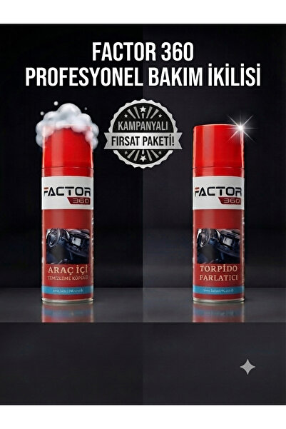 Factor 360 Profesyonel Araç İçi Temizlik Köpüğü + Torpido Parlatıcı (çilek ko...