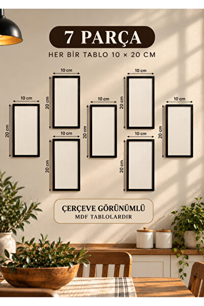 NT Handmade مجموعة لوحات جدارية مكونة من 7 قطع من Good Food Happy People مقاس 10 × 20 سم بإطار من MDF للديكور الجداري