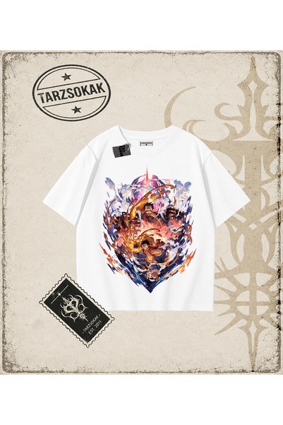 Tarzsokak One Piece Anime Characters Oversize Unisex T-Shirt White