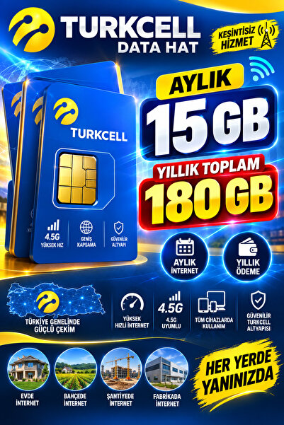 Genel Markalar 4g aylık 15 gb m2 hat 1 yıllık tek ödeme güvenlik kamerası için