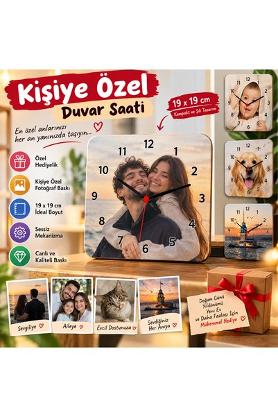 Kişiye Özel Fotoğraf Baskılı Duvar Saati – Anılarınız Her An Yanınızda! ❤️