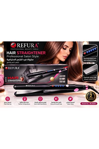 REFURA Re-8245 Professional Hair Straightener - Black, Digital Display, Ceram...