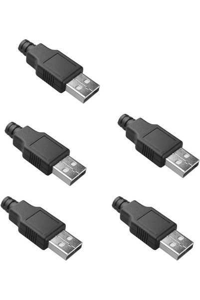 Generic 5 Pcs USB Type A 4 Pin Male Plug Connector Adapter with Soldering Pla...