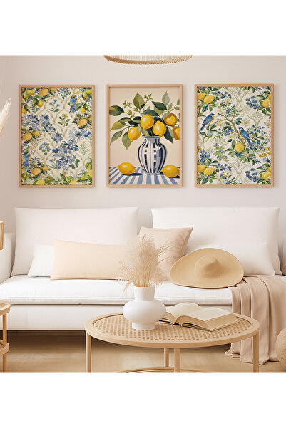VOBA STORE SET DE PICTURĂ DECORATIVĂ CU TEMATICĂ LĂMÂIE, CU CADRU, 3 PIESE