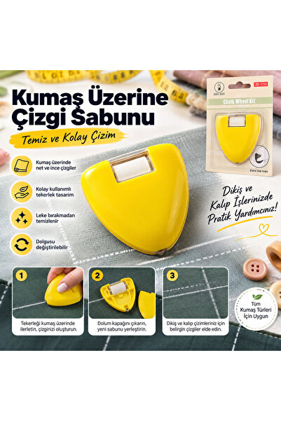 Haneliya Tekerlekli Terzi Çizgi Taşı Kumaş Çizgi Sabunu – İnce Çizim Tebeşiri...