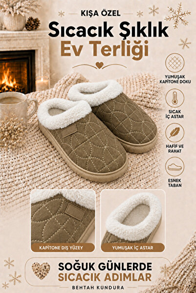 Behtah Kundura Women's Thick-Soled Fur Lined Warm Lined Winter Saddle Indoor ...
