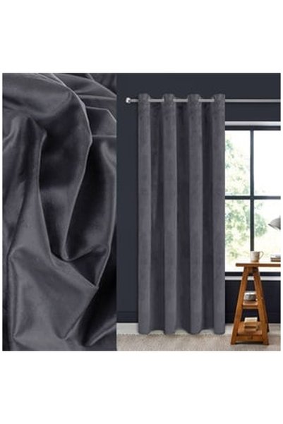 OEM Decorative Curtain with Rings Velvet Grey 140x260cm