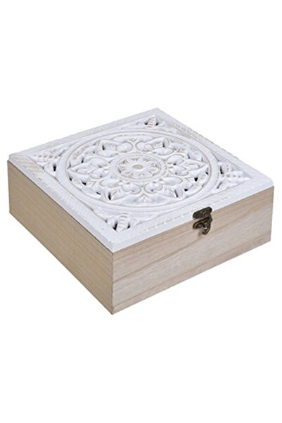 OEM Wooden Storage Box with Perforated Lid Mandala 22.5x22.5x10cm