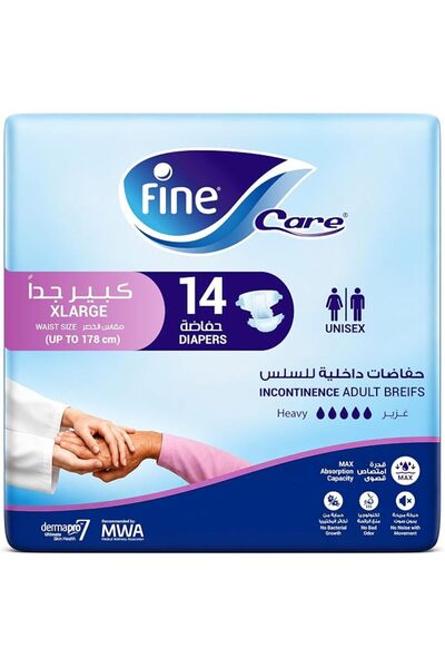 Fine Care Incontinence Unisex Adult Diaper Briefs, X-Large, waist size upto 1...