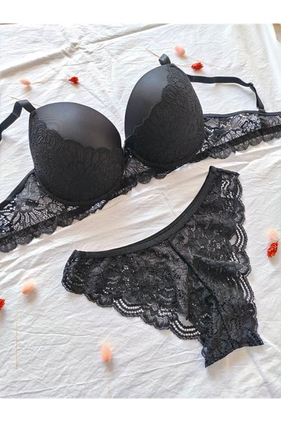 Liza Supported Micro Lace Women's Bra Panty Set - 2-Piece Lingerie Set