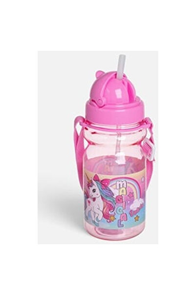 OEM Pop Up Unicorn Water Bottle Transparent Pink 350ml