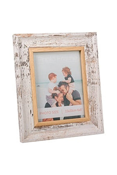 OEM Rama Foto Decorativa din Lemn Alba Brushed 15x20cm