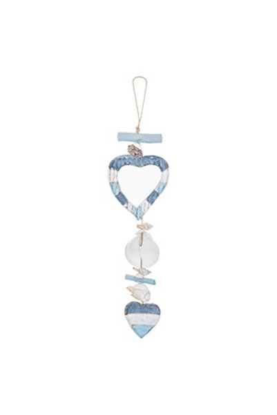 OEM Decoratiune Suspendabila Inima din Lemn cu Scoici 12x45cm