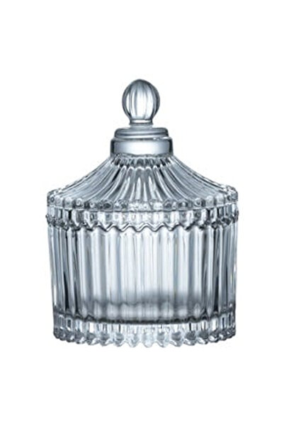 OEM Bomboniera din Sticla Transparenta cu Capac cu Model Dungi in Relief 100ml