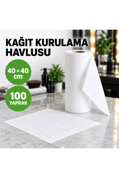 Fabemax Tek Kullanımlık Rulo Kağıt Havlu 40x40 cm 100 Yaprak Berber, Kuaför v...