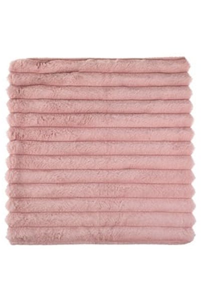 OEM Winter Decorative Pillowcase Flannel Striped Dusty Pink 45x45cm