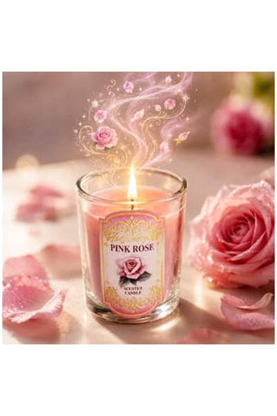 OEM Pink Rose Scented Candle in Glass Ø5x6.5cm