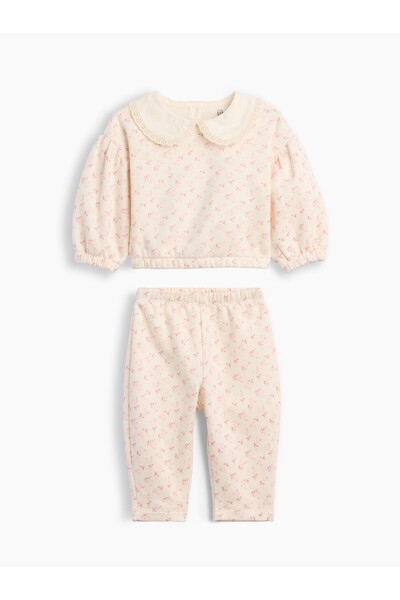 GAP Bebek Beyaz VintageSoft Dantel Yaka Sweat Takımı