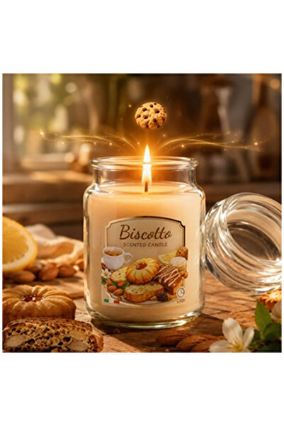 OEM Ecru Scented Candle with Biscuit Aroma in Container Ø9.5x17cm