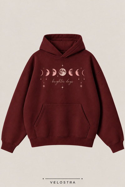 Velostra Hanorac unisex cu glugă, din bumbac pieptănat, cu imprimeu lunar, pe...