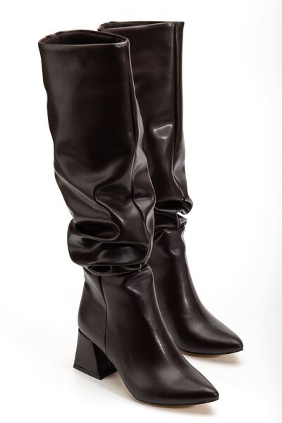 Zerenyus Zirinx-2002 premium coffee brown women's boot with thick heel and be...