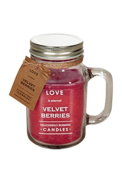 OEM Lumanare Parfumata Rosie in Borcan cu Capac si Maner Velvet Berries "Love...