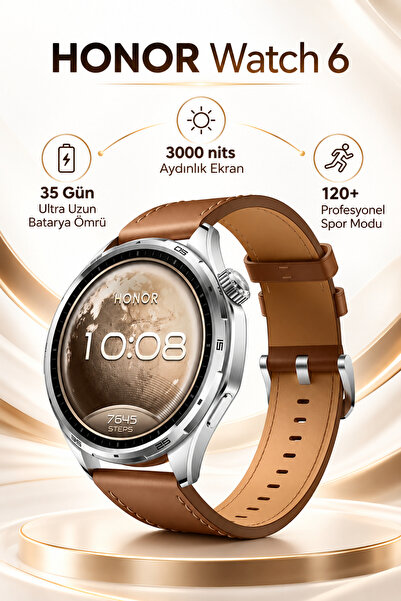 HONOR Watch 6 Akıllı Saat, 35 Güne Kadar Pil Ömrü, 3000 Nit Parlak Ekran, 120...