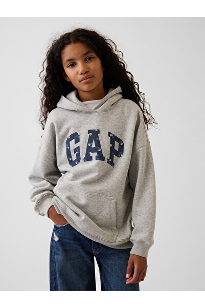 GAP Kız Çocuk Gri VintageSoft Oversized Logo Sweatshirt