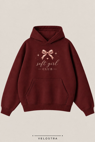 Velostra Γυναικείο φούτερ με κουκούλα Soft Girl Club με στάμπα για καθημερινή...
