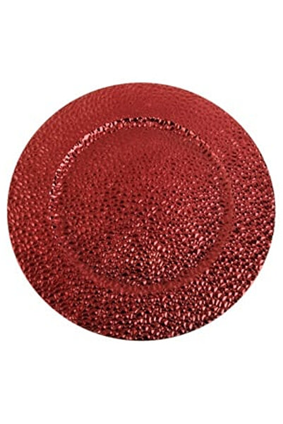 OEM Platou Decorativ Rotund din Plastic Rosu cu Model Diamond Ø40cm