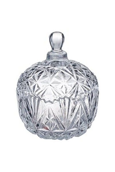 OEM Transparent Glass Candy Box with Embossed Lid 280ml