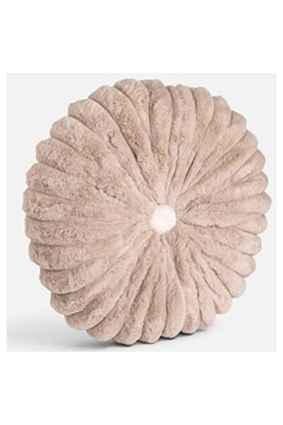 OEM Perna Decorativa Rotunda Bej cu Nasture pentru Canapea Ø35cm