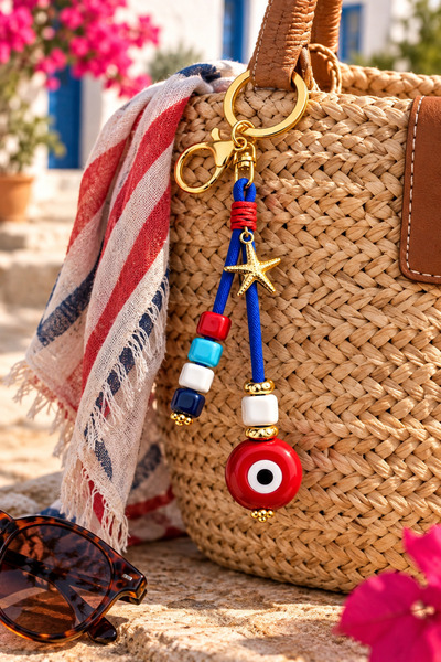 Zet Design Handmade Bag Ornament - Dana Eye Evil Eye Beaded Bodrum Beaded Key...