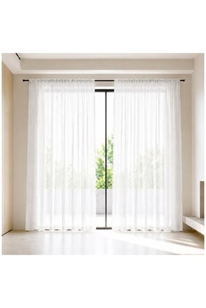 OEM Decorative White Window Curtain with Ribbon 140x140cm