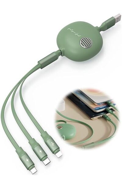 SYOSI كابل شحن USB قابل للسحب 3 في 1، شاحن سريع 3.5 أمبير، منفذ Type C/Micro ...