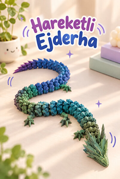ALGU 3D Design Hareketli Ejderha | Uzun Sarmal Dragon Ejderha Oyuncak