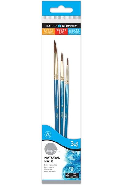 Daler Rowney مجموعة فرش شعر الجمل البسيطة المكونة من 3 قطع، رقم 1