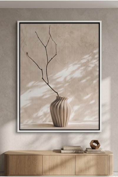 Jasmine Art Minimalist Neutral Ceramic Vase Nature Wall Art | Portrait Framed...