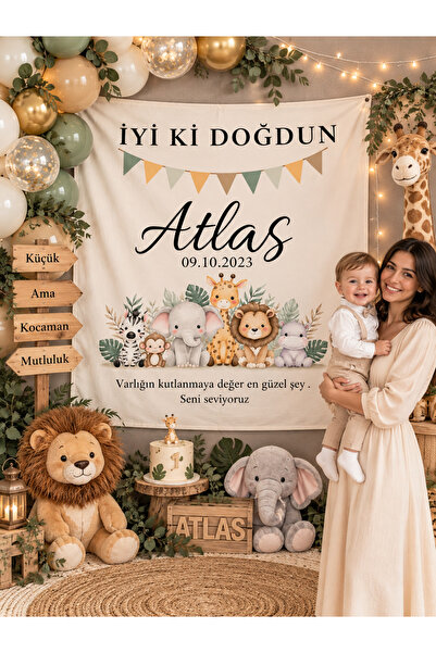 HiraEv Kişiye Özel Büyük Ebat Birinci Kalite İyi Ki Doğdun Doğum Günü Duvar Ö...